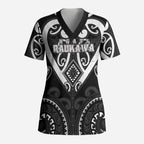 Custom Aotearoa Ngati Raukawa Scrub Top Maori Tribal Pattern