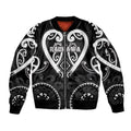 Custom Aotearoa Ngati Raukawa Sleeve Zip Bomber Jacket Maori Tribal Pattern