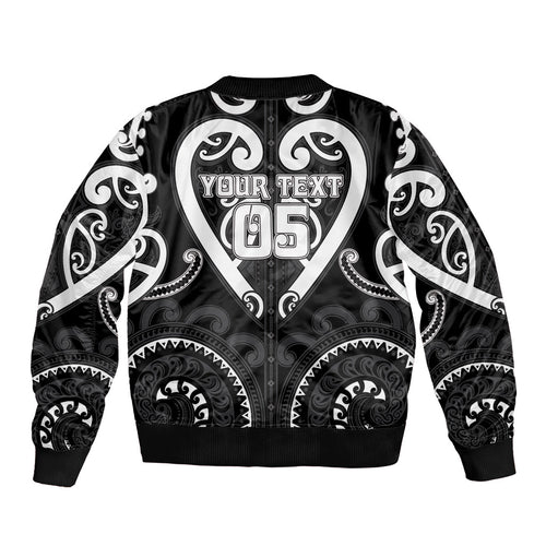 Custom Aotearoa Ngati Raukawa Sleeve Zip Bomber Jacket Maori Tribal Pattern