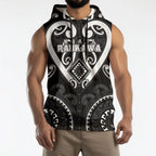 Custom Aotearoa Ngati Raukawa Sleeveless Hoodie Maori Tribal Pattern