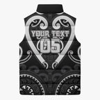 Custom Aotearoa Ngati Raukawa Sleeveless Puffer Jacket Maori Tribal Pattern