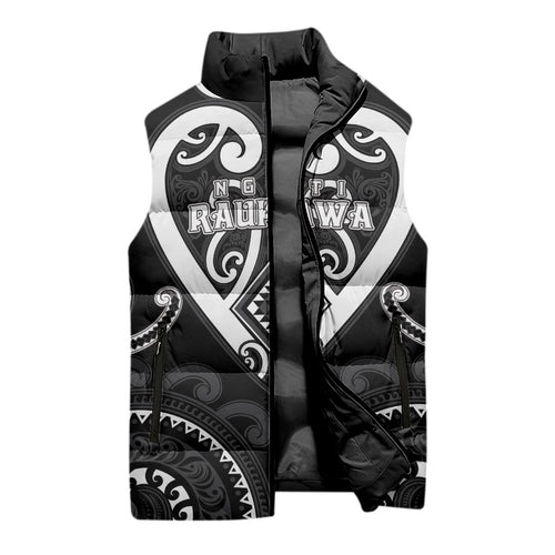 Custom Aotearoa Ngati Raukawa Sleeveless Puffer Jacket Maori Tribal Pattern