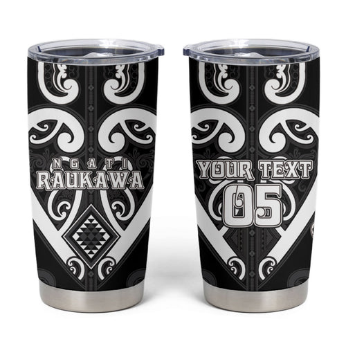 Custom Aotearoa Ngati Raukawa Tumbler Cup Maori Tribal Pattern