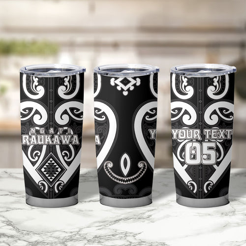 Custom Aotearoa Ngati Raukawa Tumbler Cup Maori Tribal Pattern
