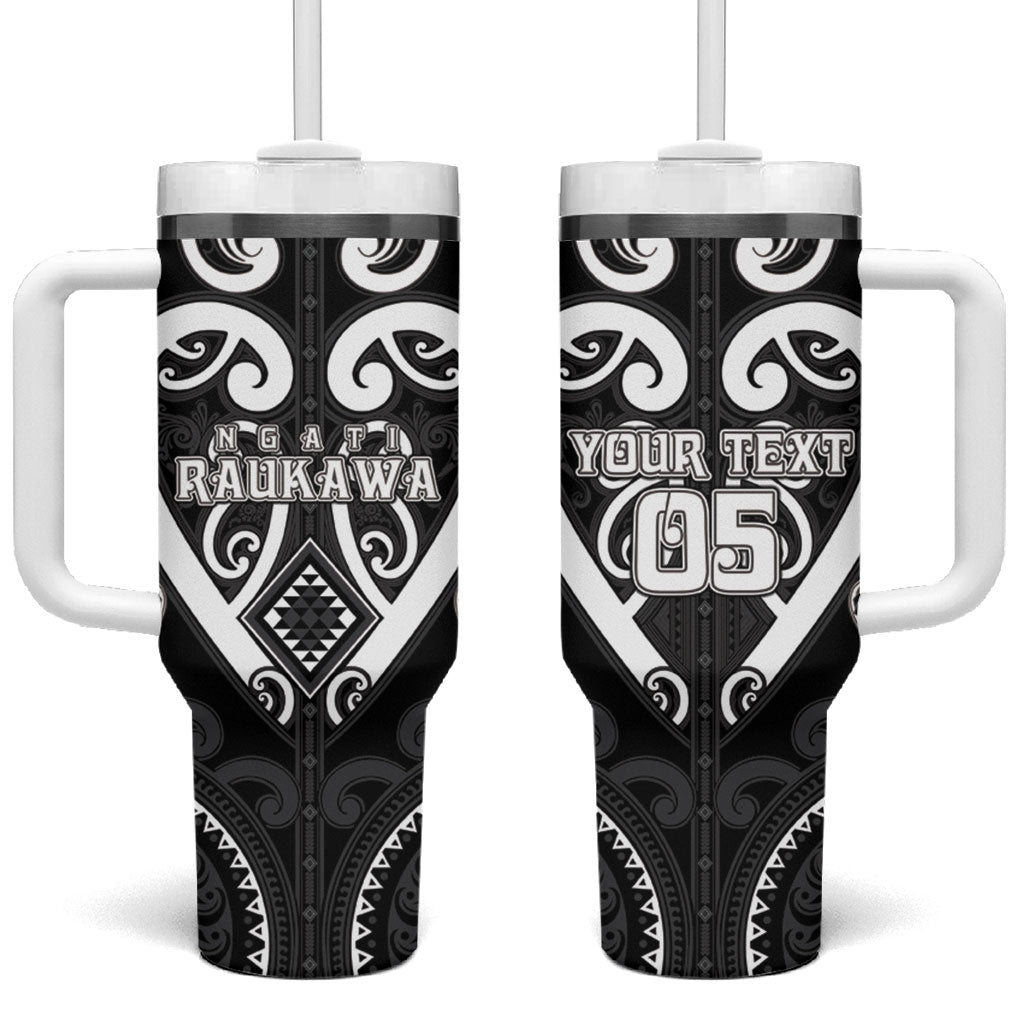 Custom Aotearoa Ngati Raukawa Tumbler With Handle Maori Tribal Pattern