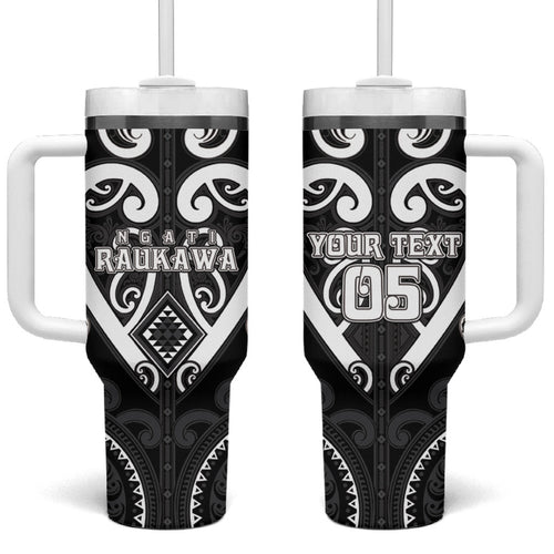 Custom Aotearoa Ngati Raukawa Tumbler With Handle Maori Tribal Pattern