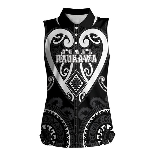 Custom Aotearoa Ngati Raukawa Women Sleeveless Polo Shirt Maori Tribal Pattern