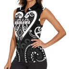 Custom Aotearoa Ngati Raukawa Women Sleeveless Polo Shirt Maori Tribal Pattern