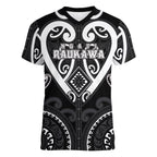 Custom Aotearoa Ngati Raukawa Women V-Neck T-Shirt Maori Tribal Pattern