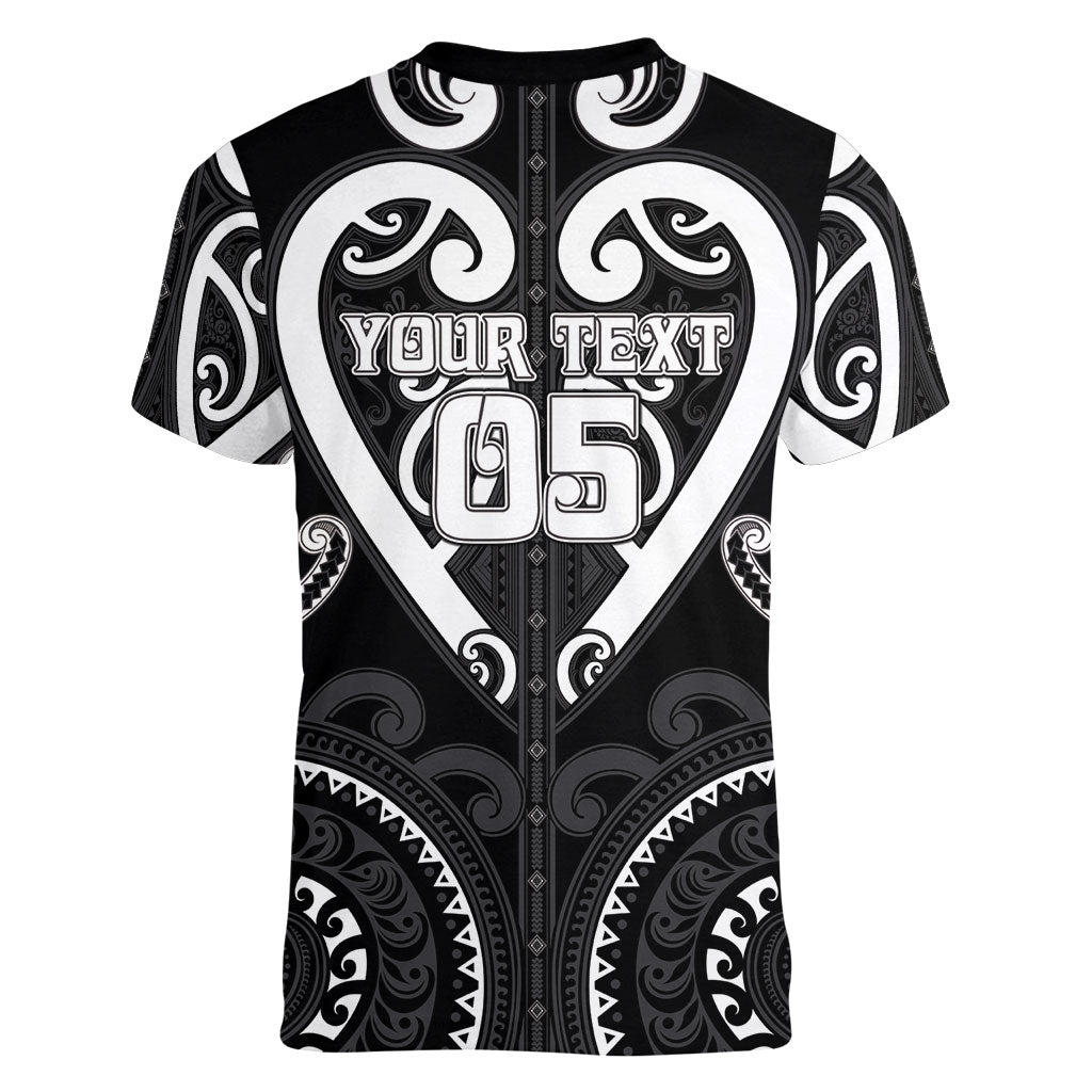 Custom Aotearoa Ngati Raukawa Women V-Neck T-Shirt Maori Tribal Pattern