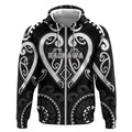 Custom Aotearoa Ngati Raukawa Zip Hoodie Maori Tribal Pattern