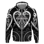 Custom Aotearoa Ngati Raukawa Zip Hoodie Maori Tribal Pattern