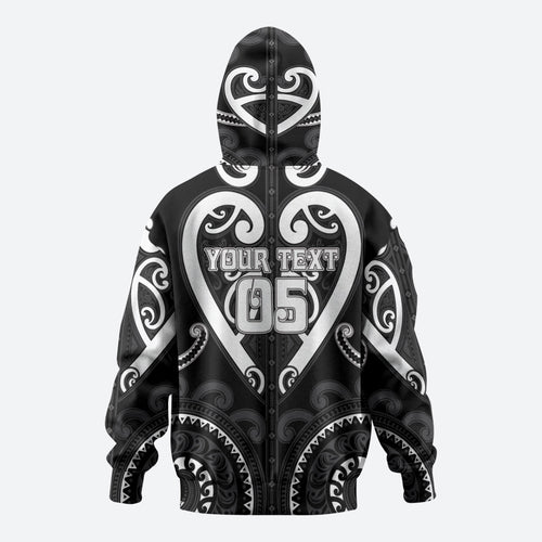Custom Aotearoa Ngati Raukawa Zip Hoodie Maori Tribal Pattern