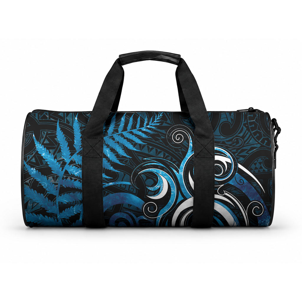 New Zealand Sea Week Duffle Bag Maori Wave Pattern Ocean Blue
