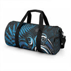 New Zealand Sea Week Duffle Bag Maori Wave Pattern Ocean Blue