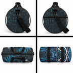 New Zealand Sea Week Duffle Bag Maori Wave Pattern Ocean Blue