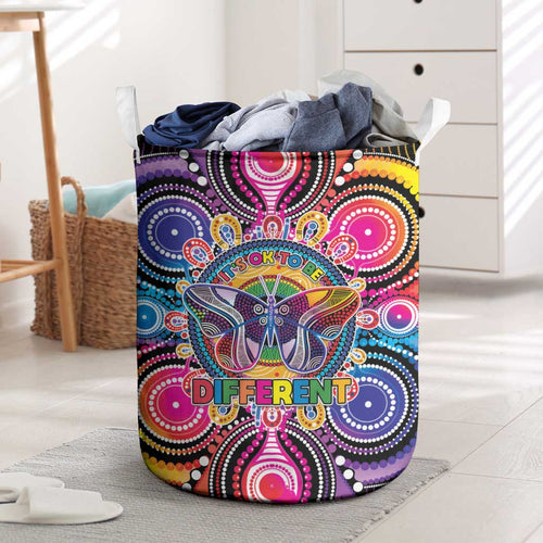 Australia Indigenous Autism Awareness Laundry Basket Its Okay To Be Different