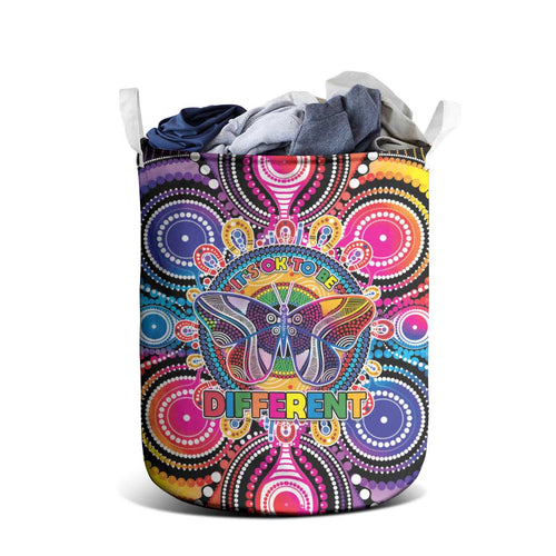 Australia Indigenous Autism Awareness Laundry Basket Its Okay To Be Different