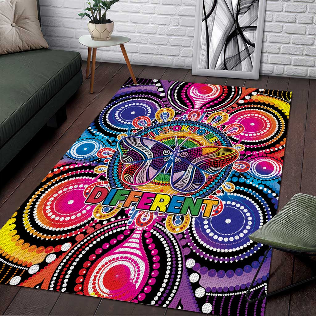 Australia Indigenous Autism Awareness Area Rug Its Okay To Be Different
