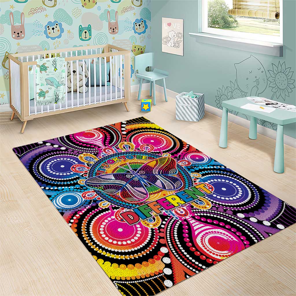 Australia Indigenous Autism Awareness Area Rug Its Okay To Be Different
