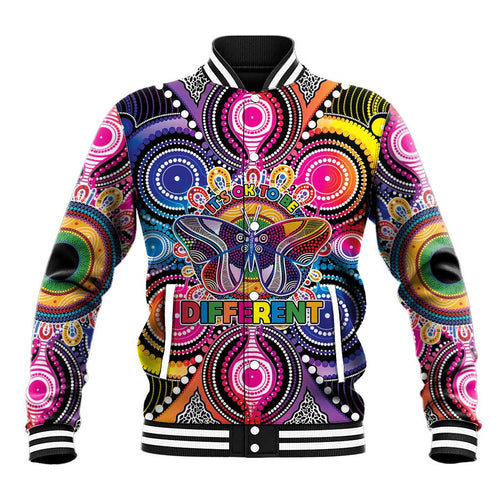 Australia Indigenous Autism Awareness Baseball Jacket Its Okay To Be Different