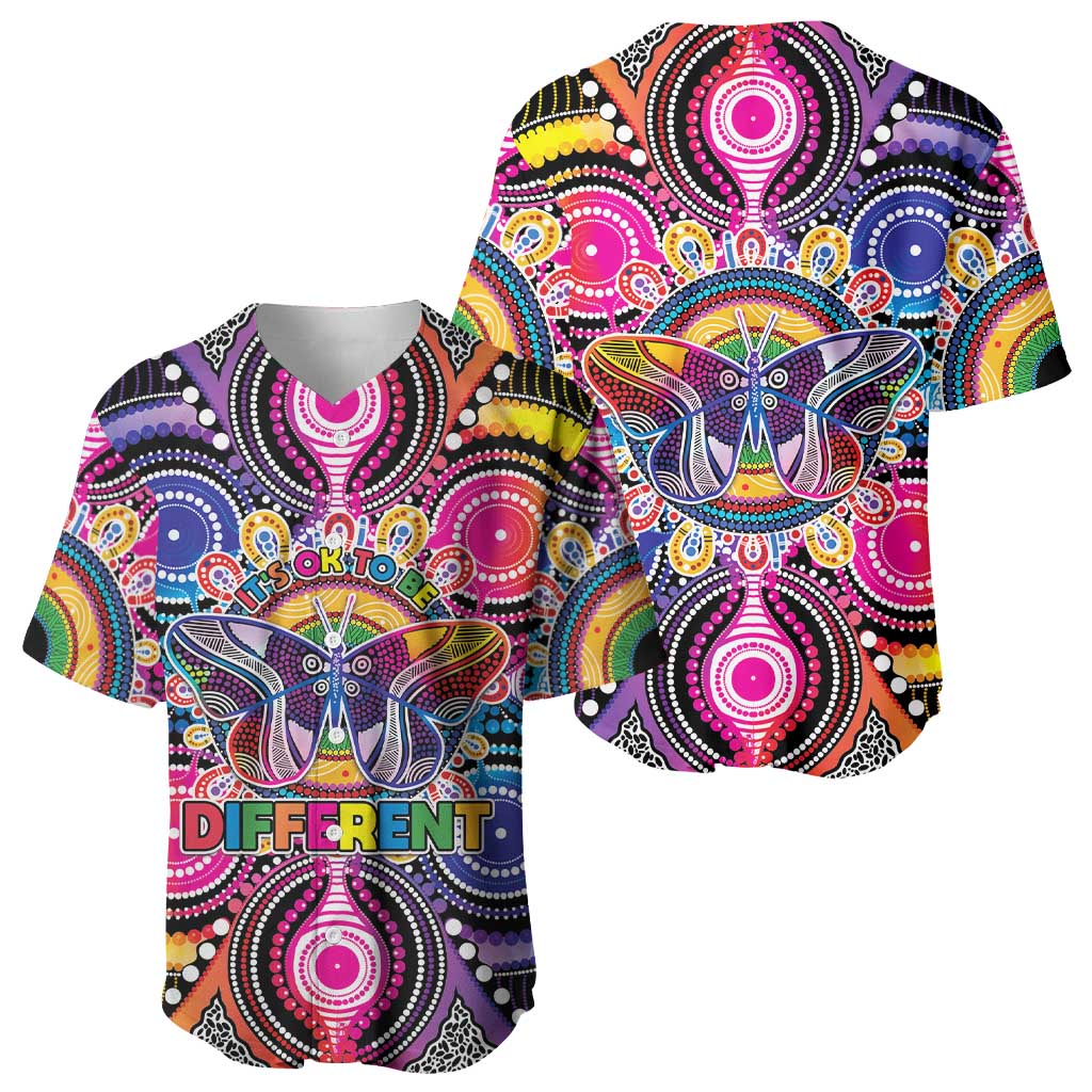 Australia Indigenous Autism Awareness Baseball Jersey Its Okay To Be Different