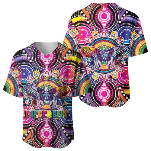 Australia Indigenous Autism Awareness Baseball Jersey Its Okay To Be Different