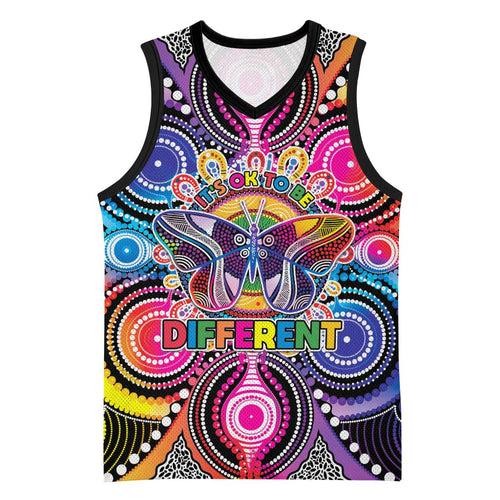 Australia Indigenous Autism Awareness Basketball Jersey Its Okay To Be Different