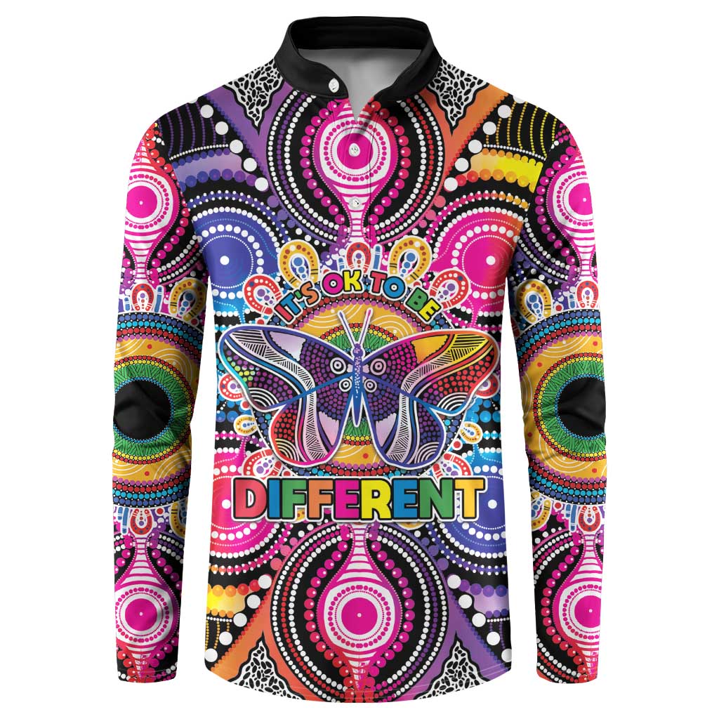 Australia Indigenous Autism Awareness Button Sweatshirt Its Okay To Be Different
