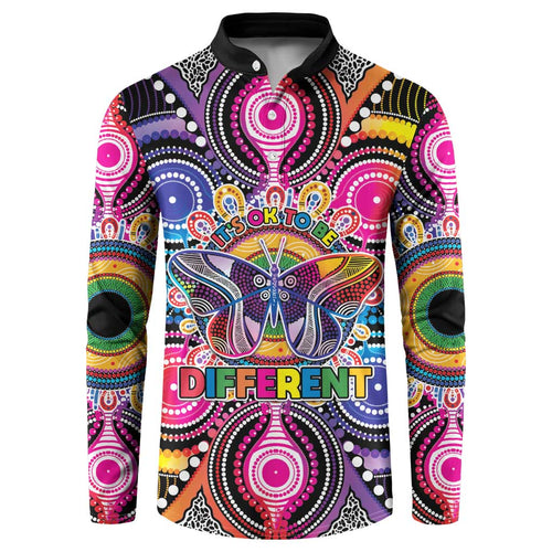 Australia Indigenous Autism Awareness Button Sweatshirt Its Okay To Be Different