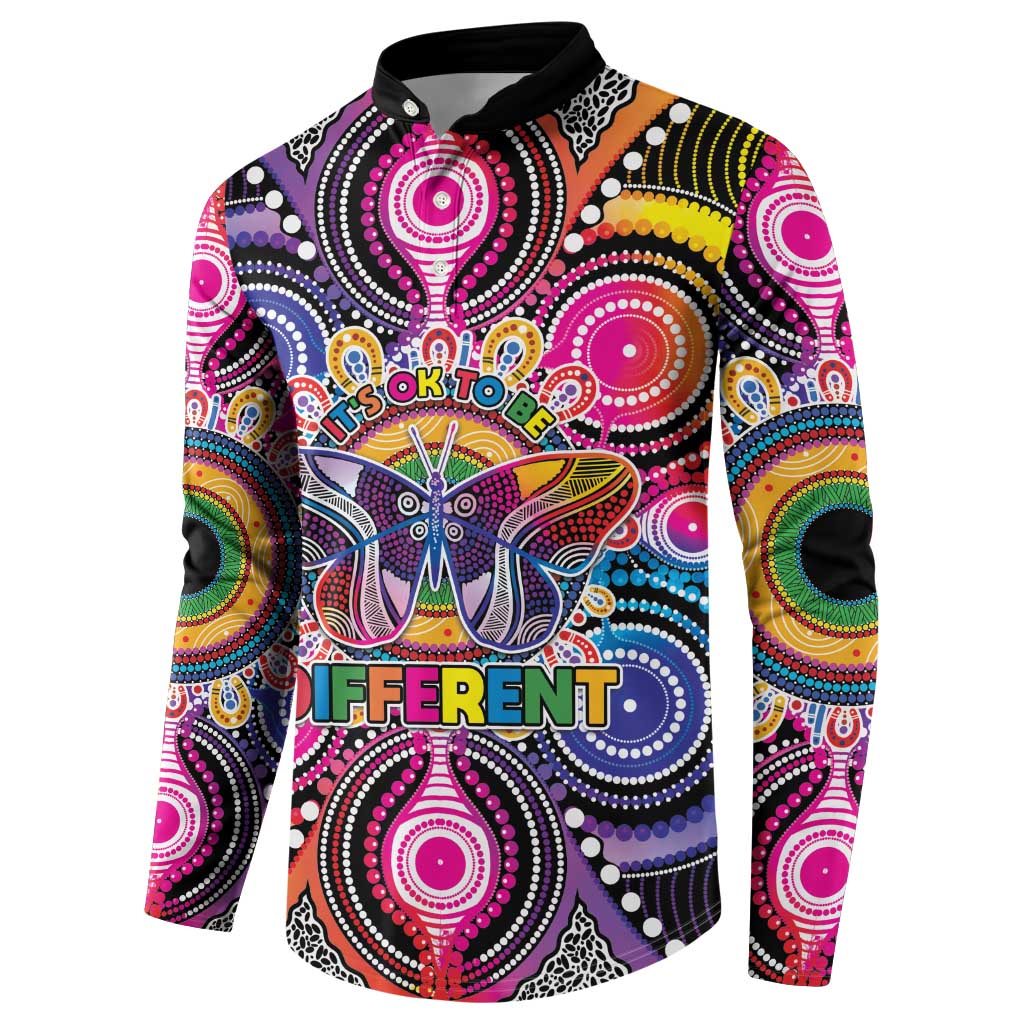 Australia Indigenous Autism Awareness Button Sweatshirt Its Okay To Be Different