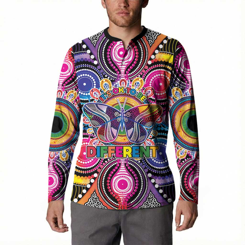 Australia Indigenous Autism Awareness Button Sweatshirt Its Okay To Be Different