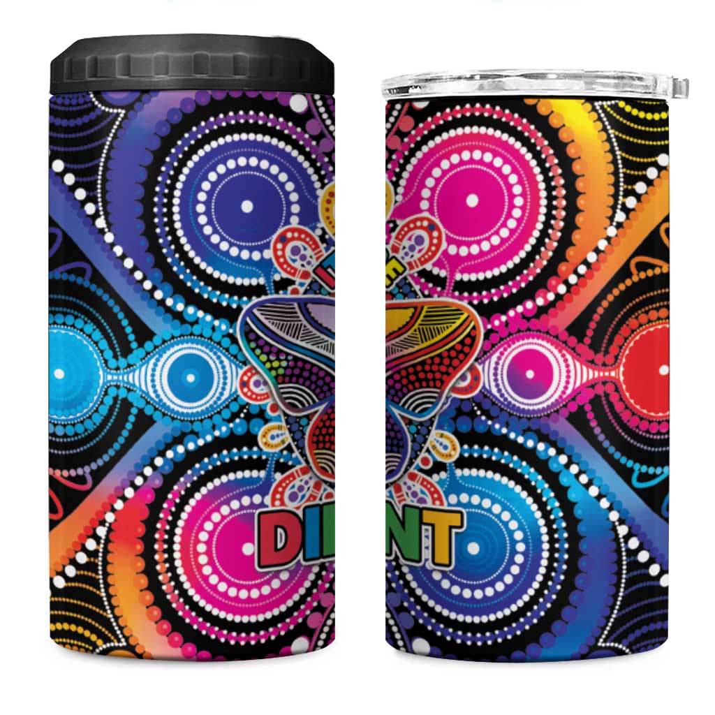 Australia Indigenous Autism Awareness 4 in 1 Can Cooler Tumbler Its Okay To Be Different