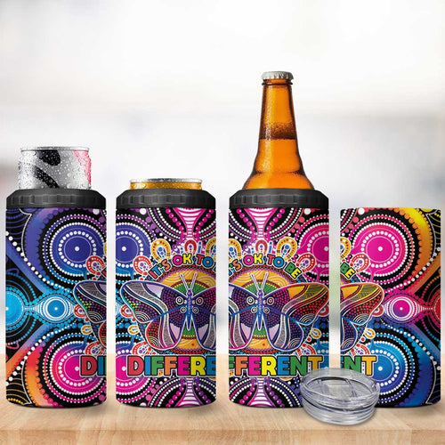 Australia Indigenous Autism Awareness 4 in 1 Can Cooler Tumbler Its Okay To Be Different