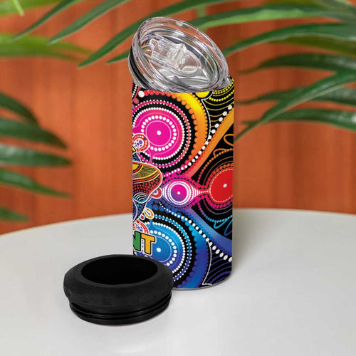 Australia Indigenous Autism Awareness 4 in 1 Can Cooler Tumbler Its Okay To Be Different