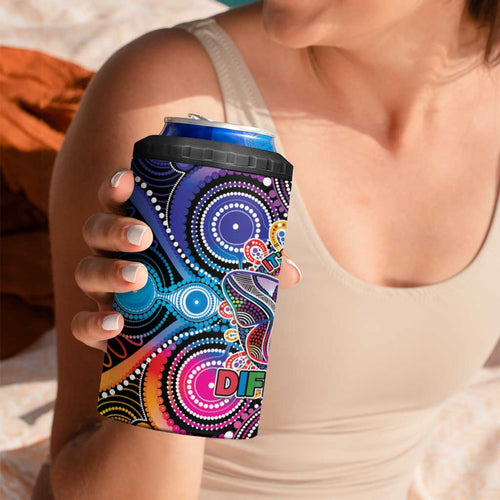 Australia Indigenous Autism Awareness 4 in 1 Can Cooler Tumbler Its Okay To Be Different