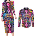 Australia Indigenous Autism Awareness Couples Matching Long Sleeve Bodycon Dress and Long Sleeve Button Shirt Its Okay To Be Different