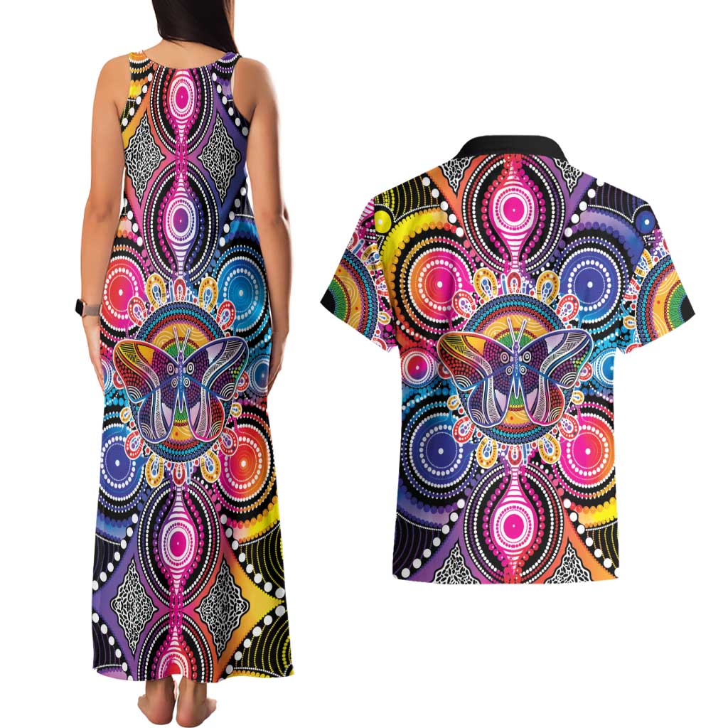 Australia Indigenous Autism Awareness Couples Matching Tank Maxi Dress and Hawaiian Shirt Its Okay To Be Different