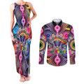 Australia Indigenous Autism Awareness Couples Matching Tank Maxi Dress and Long Sleeve Button Shirt Its Okay To Be Different