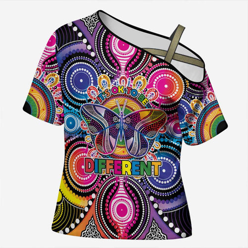 Australia Indigenous Autism Awareness Cross Shoulder Shirt Its Okay To Be Different