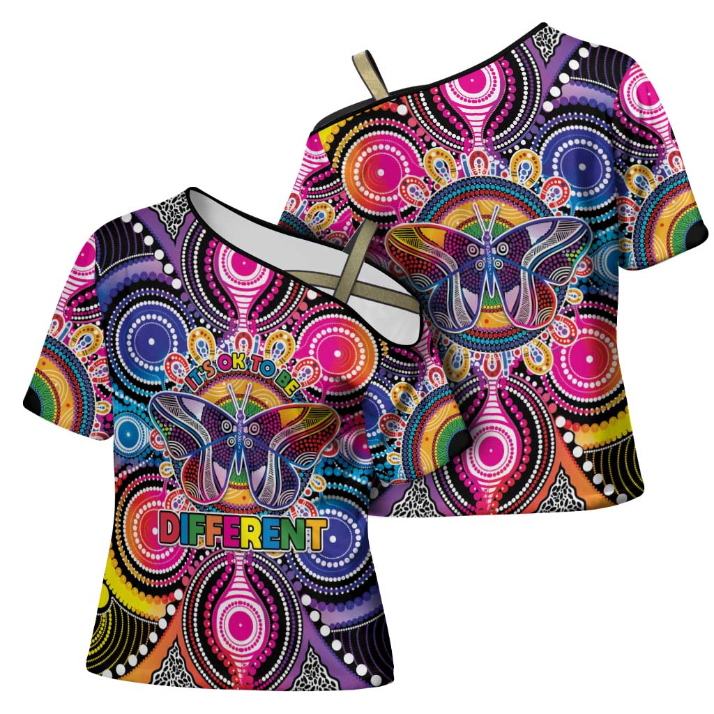 Australia Indigenous Autism Awareness Cross Shoulder Shirt Its Okay To Be Different