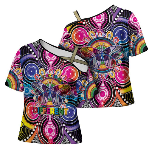 Australia Indigenous Autism Awareness Cross Shoulder Shirt Its Okay To Be Different