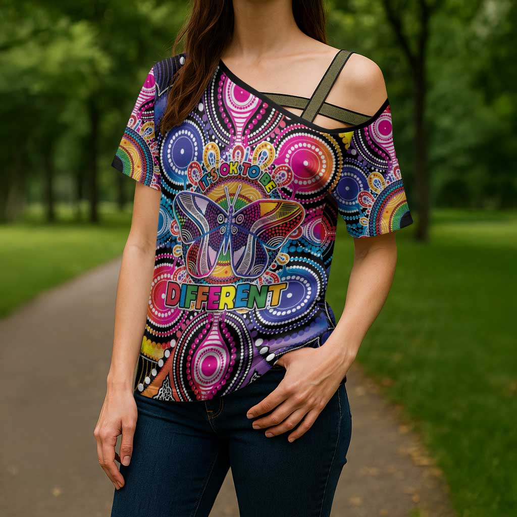 Australia Indigenous Autism Awareness Cross Shoulder Shirt Its Okay To Be Different