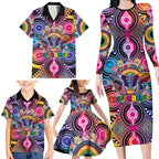 Australia Indigenous Autism Awareness Family Matching Long Sleeve Bodycon Dress and Hawaiian Shirt Its Okay To Be Different