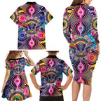 Australia Indigenous Autism Awareness Family Matching Long Sleeve Bodycon Dress and Hawaiian Shirt Its Okay To Be Different