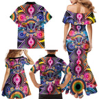 Australia Indigenous Autism Awareness Family Matching Mermaid Dress and Hawaiian Shirt Its Okay To Be Different