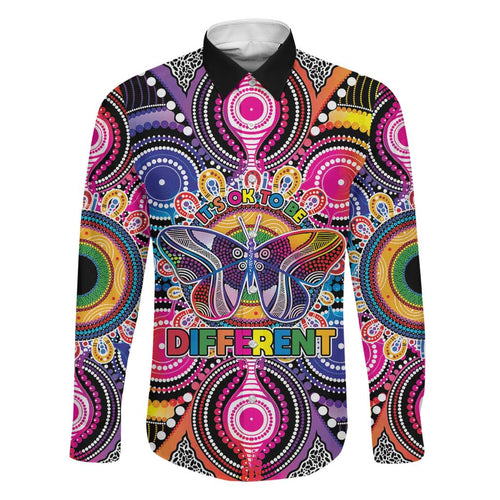 Australia Indigenous Autism Awareness Family Matching Mermaid Dress and Hawaiian Shirt Its Okay To Be Different