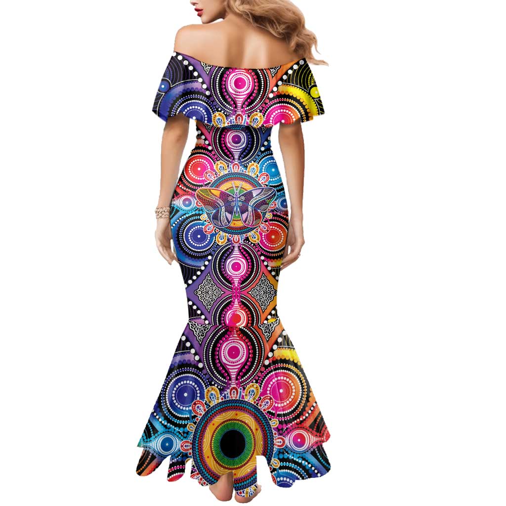 Australia Indigenous Autism Awareness Family Matching Mermaid Dress and Hawaiian Shirt Its Okay To Be Different