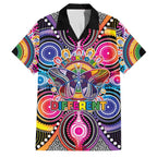 Australia Indigenous Autism Awareness Family Matching Off The Shoulder Long Sleeve Dress and Hawaiian Shirt Its Okay To Be Different