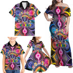 Australia Indigenous Autism Awareness Family Matching Off Shoulder Maxi Dress and Hawaiian Shirt Its Okay To Be Different